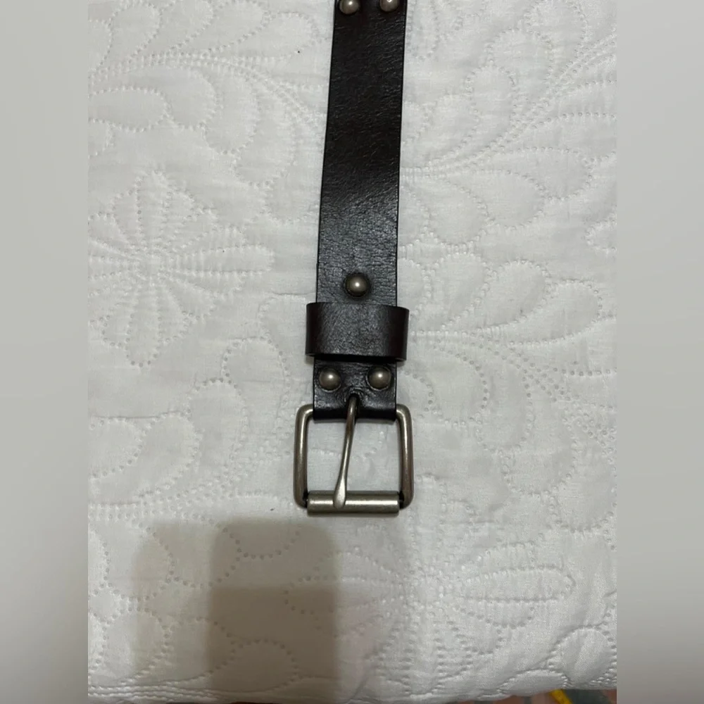 (18) Black Leather Belt with Silver Buckle